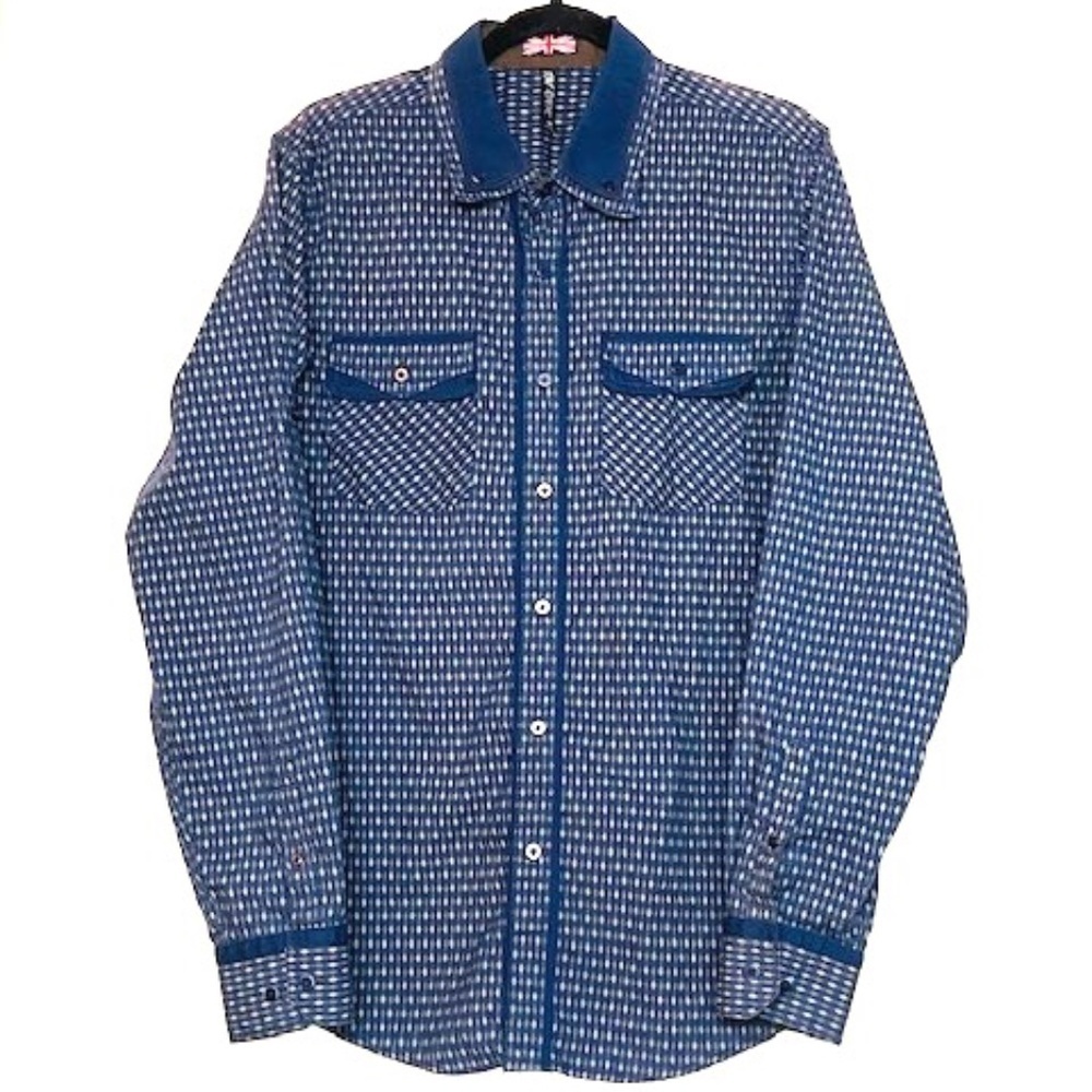 TRUE ROCK Mens Long Sleeve Button Down Shirt Large